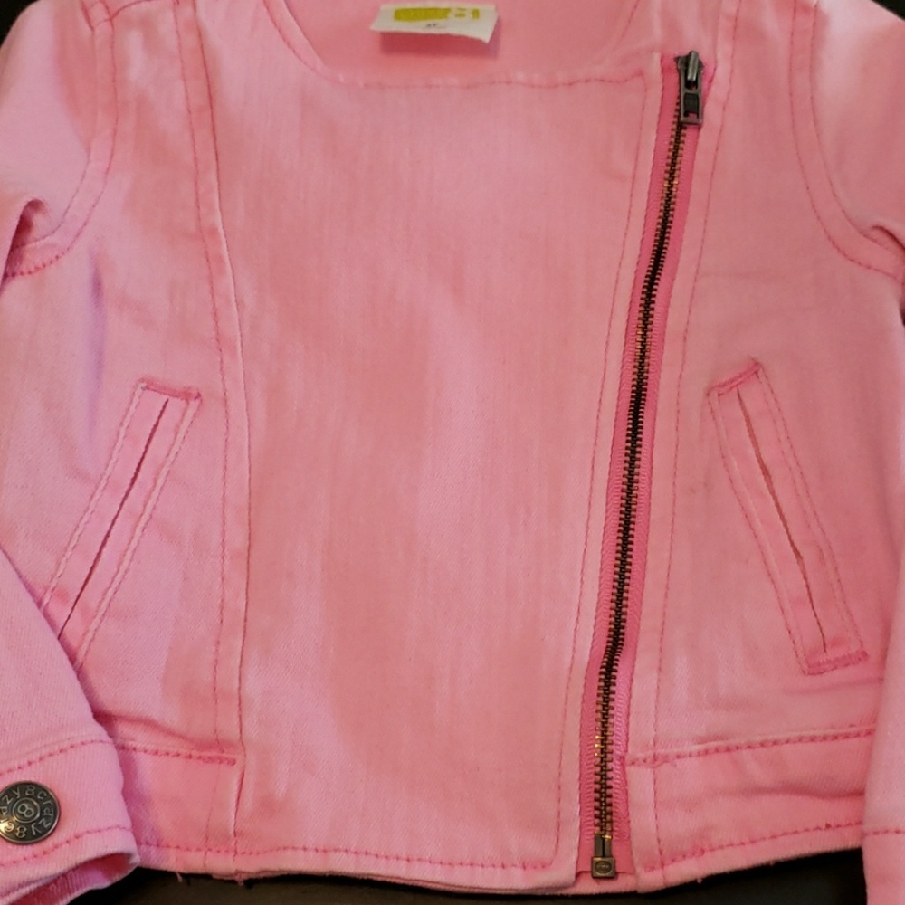 Pink denim biker style jacket - Picture 2 of 4